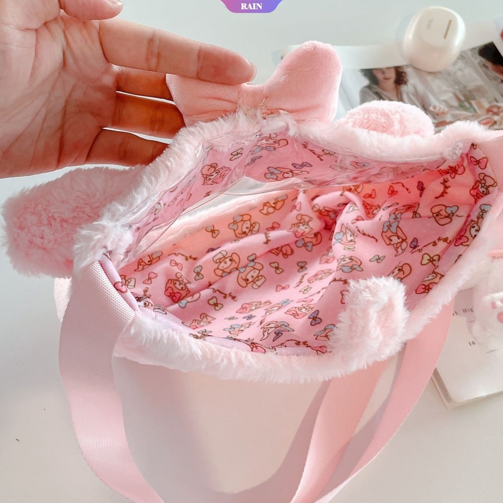 SANRIO Túi Đeo Chéo Hình Kuromi Cinnamoroll My Melody Hoạt Hình Bằng PVC Kèm Búp Bê Nhồi Bông Đáng Yêu Cho Bé