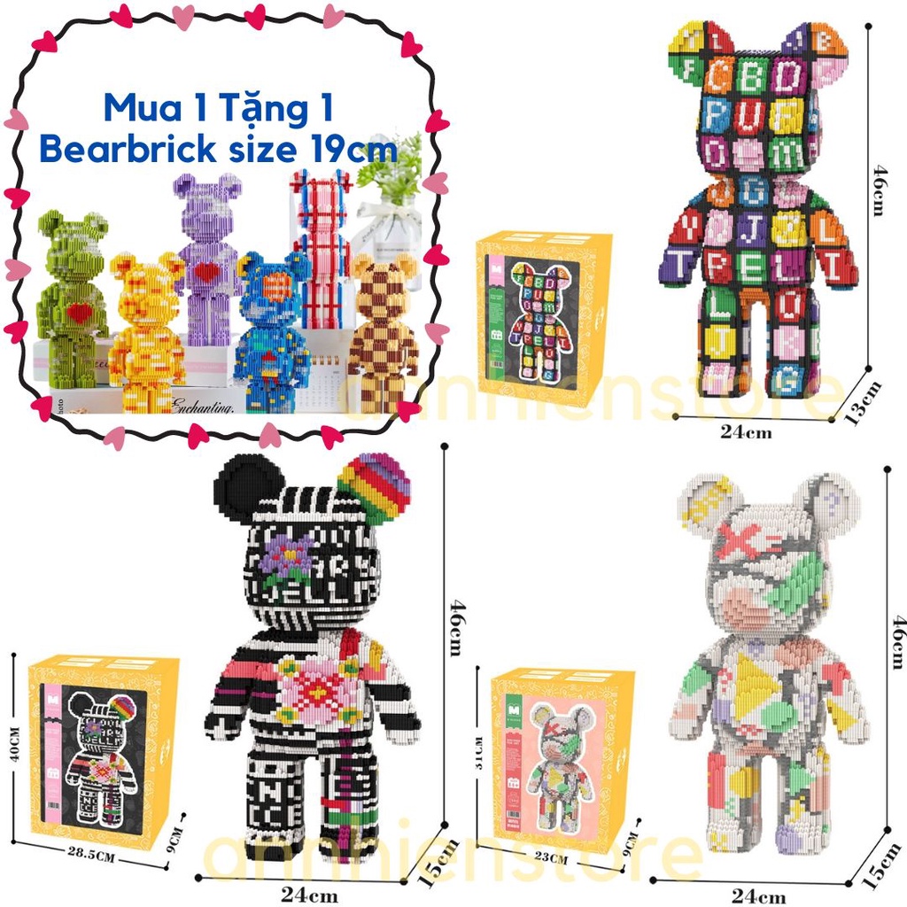 Lego Bearbrick Cỡ Lớn Đồ Chơi Lắp Ráp Trí Tuệ Thông Minh Mô Hình Gấu Bearbrick Cỡ Lớn Size 46 50cm Cho Bé annhienstore