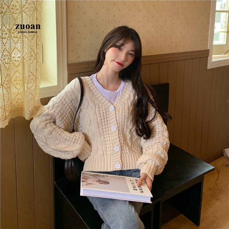 SUXI Áo khoác Cardigan tay dài kiểu dáng thời trang phong cách Hàn Quốc