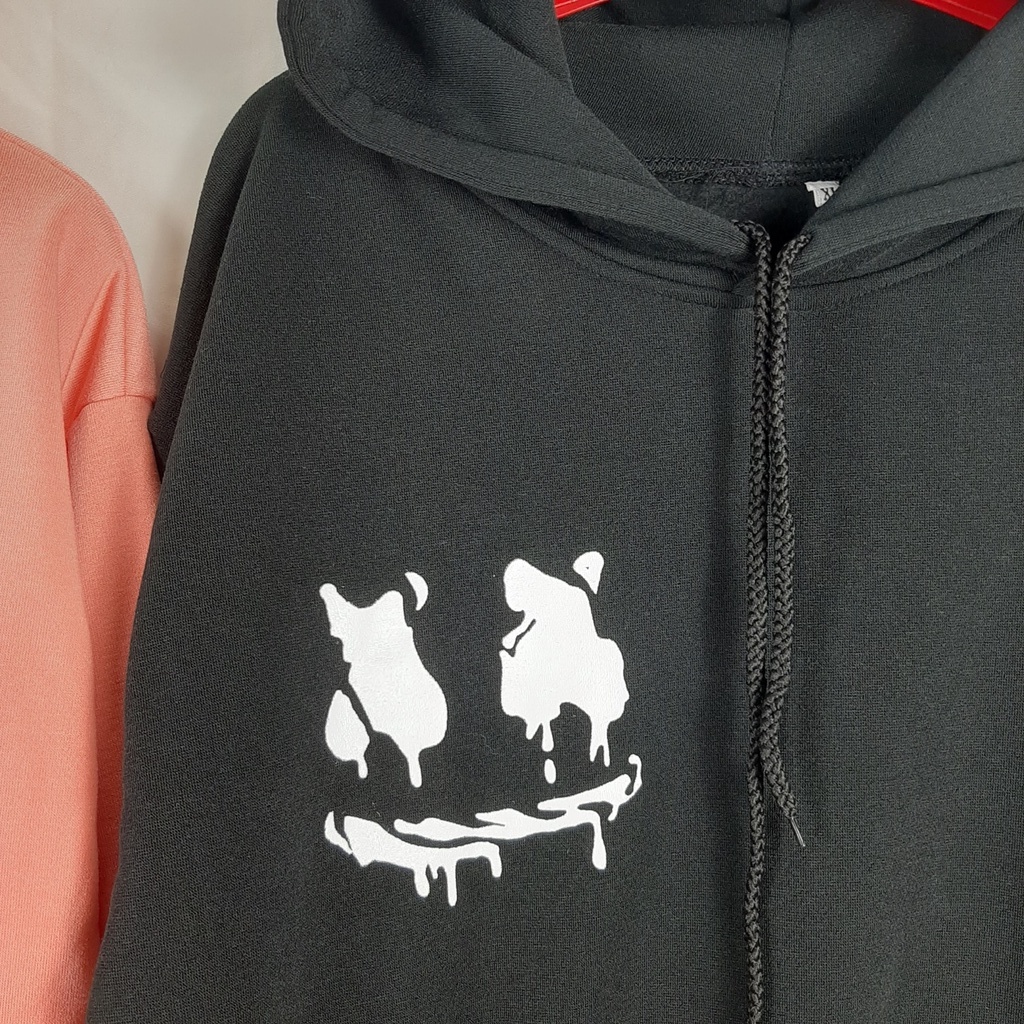 Áo khoác nỉ có mũ 2 lớp SAM CLO - HOODIE chui form rộng nam nữ unisex in hình MẶT CƯỜI chữ X