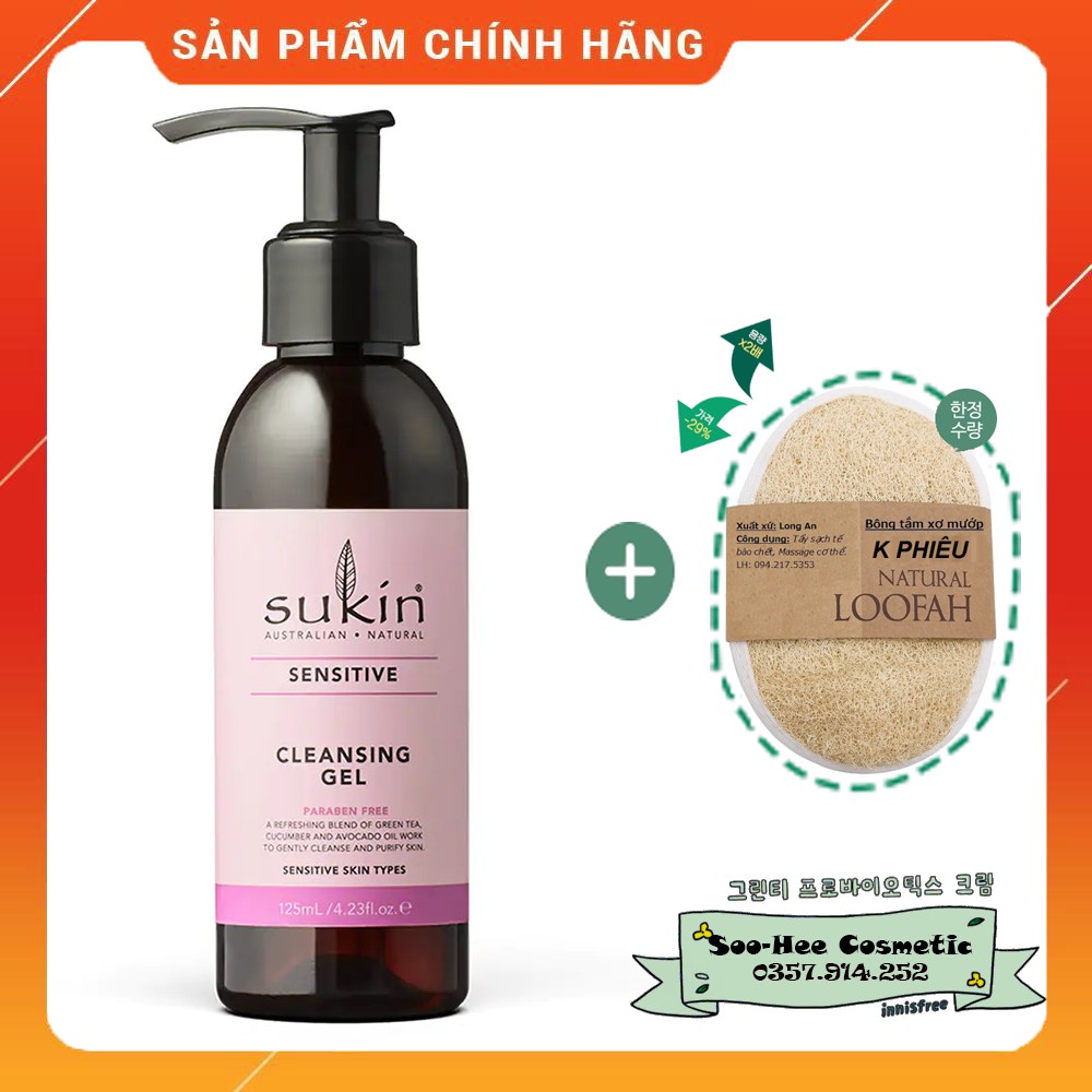 Sữa rửa mặt Sukin Sensitive Cleansing Gel 125ml [SooheeCos] SRM057