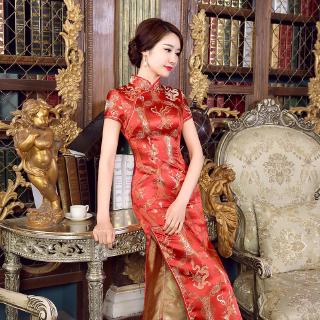 Long Cheongsam Slim Vintage Women Phoenix Dress Tang Suit Plus Size Dresses
