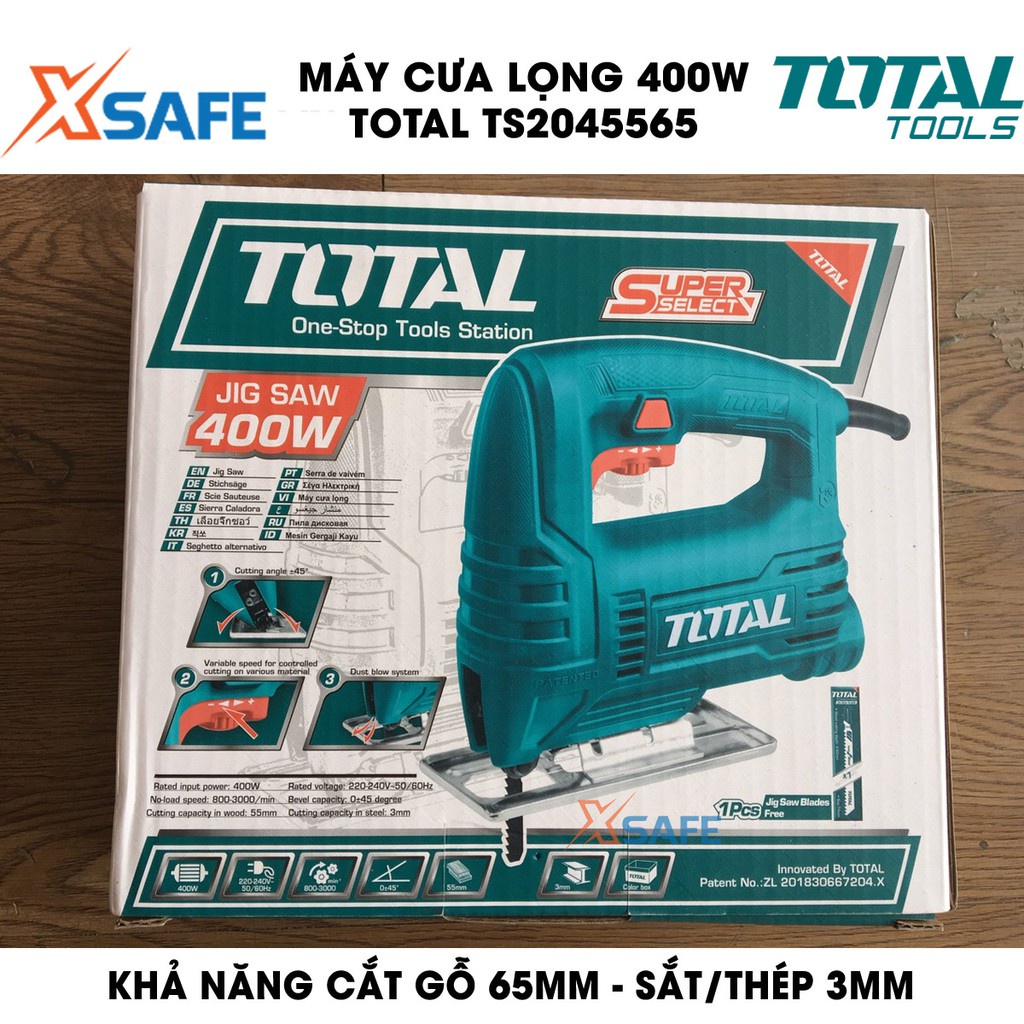 Máy cưa lọng 400W TOTAL TS2045565 Tặng kèm 1 lưỡi cưa lọng đóng gói trong hộp màu Máy cưa lọng Total công suất 400W