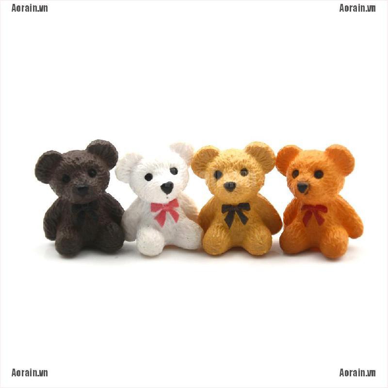4 mô hình gấu con mini xinh xắn bằng nhựa dùng trang trí đẹp mắt
