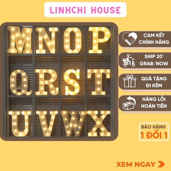 Chữ Led chạy pin 💖𝑭𝑹𝑬𝑬𝑺𝑯𝑰𝑷💖 chữ Led cao 22cm- Linh chi House