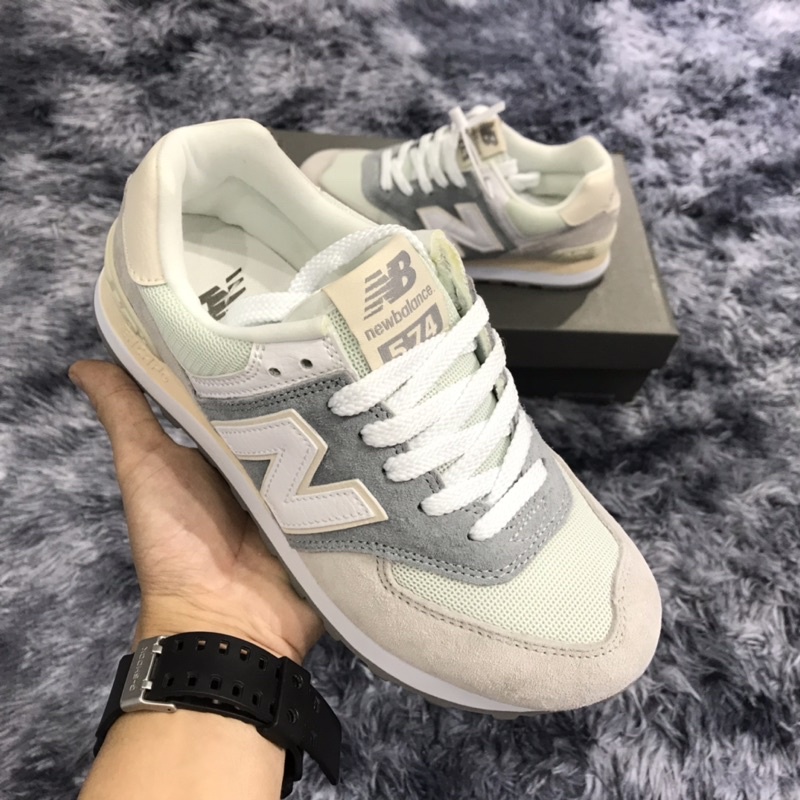 Giày Sneaker nam nữ Newbalance 574 xám trắng Giày thể thao