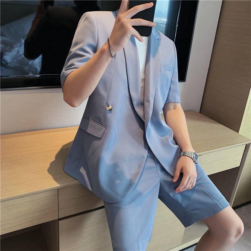 Set Áo Blazer Nam ngắn tay ngắn quần short dáng ôm phong cách Hàn Quốc thời trang nam,Áo blazer bigsize Thời Trang Cao Cấp Lịch Lãm Cho Nam