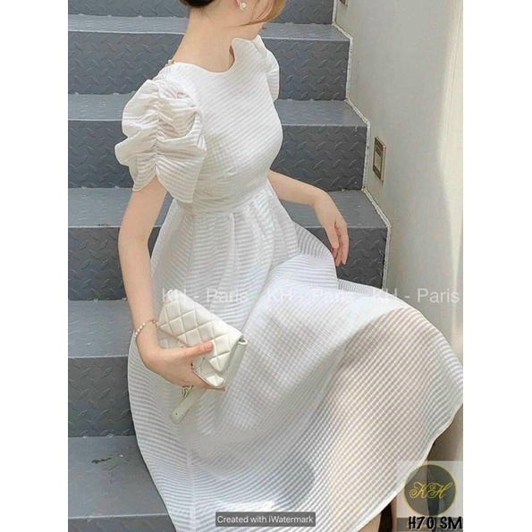 [ 𝐅𝐑𝐄𝐄 𝐒𝐇𝐈𝐏 ] VÁY CỔ TRÒN TAY BỒNG• CHẤT XỐP KẺ CHUẨN MẪU CÓ 2 MÀU ĐẸP LẮM Ạ