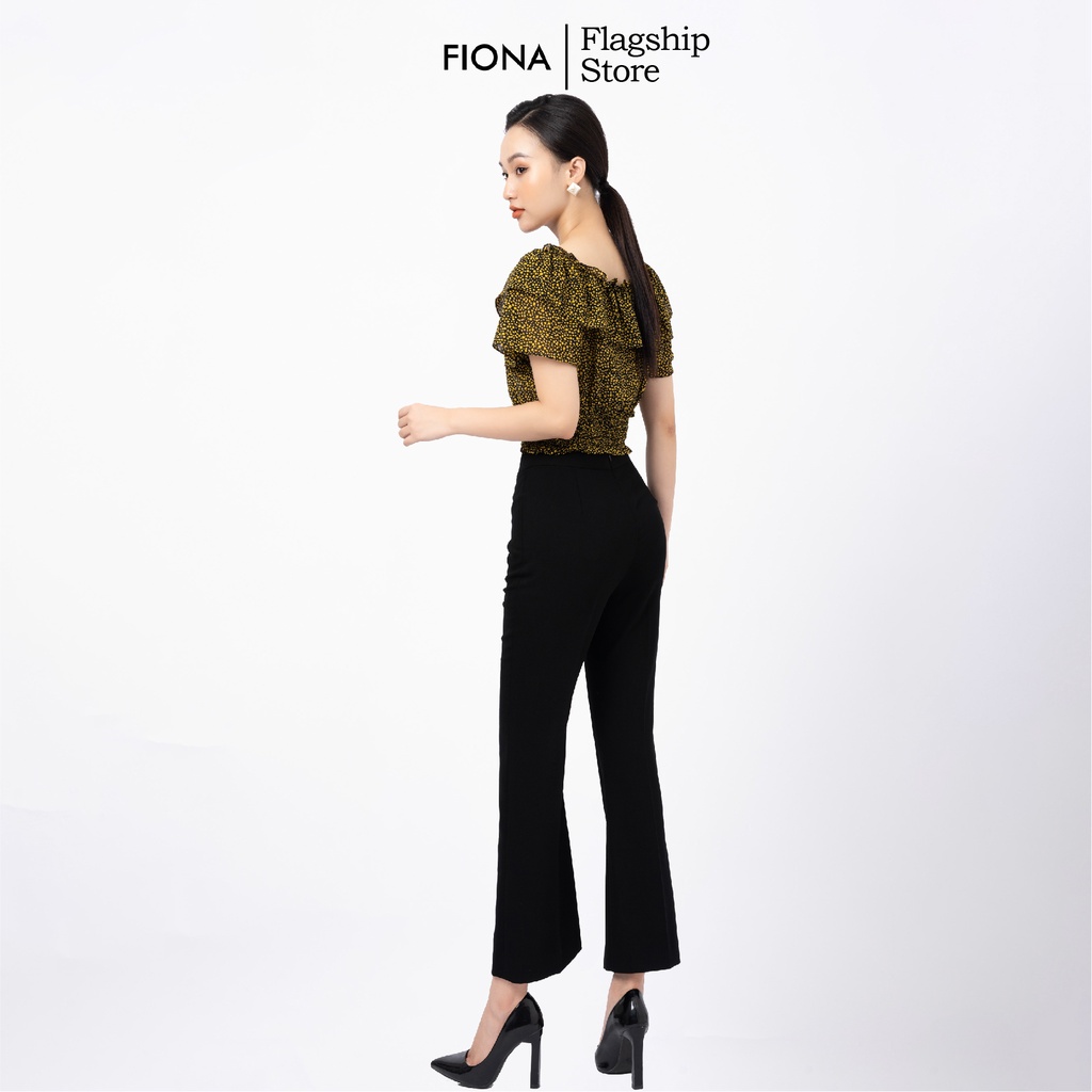 Quần Ống Loe Nữ FIONA, Quần Nữ Cạp Cao công sở ống vẩy Chất Tuytsi Mềm Mịn, quần ống vẩy đai trang trí hình nơ F351322