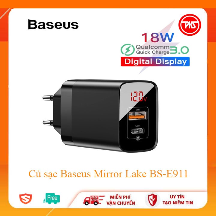 ✔✔Củ sạc nhanh Baseus Mirror Lake BS-E911 hỗ trợ USB&TypeC