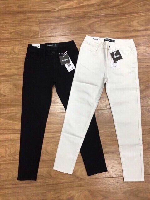 Jeans dáng skinny lưng cao, màu đen/trắng