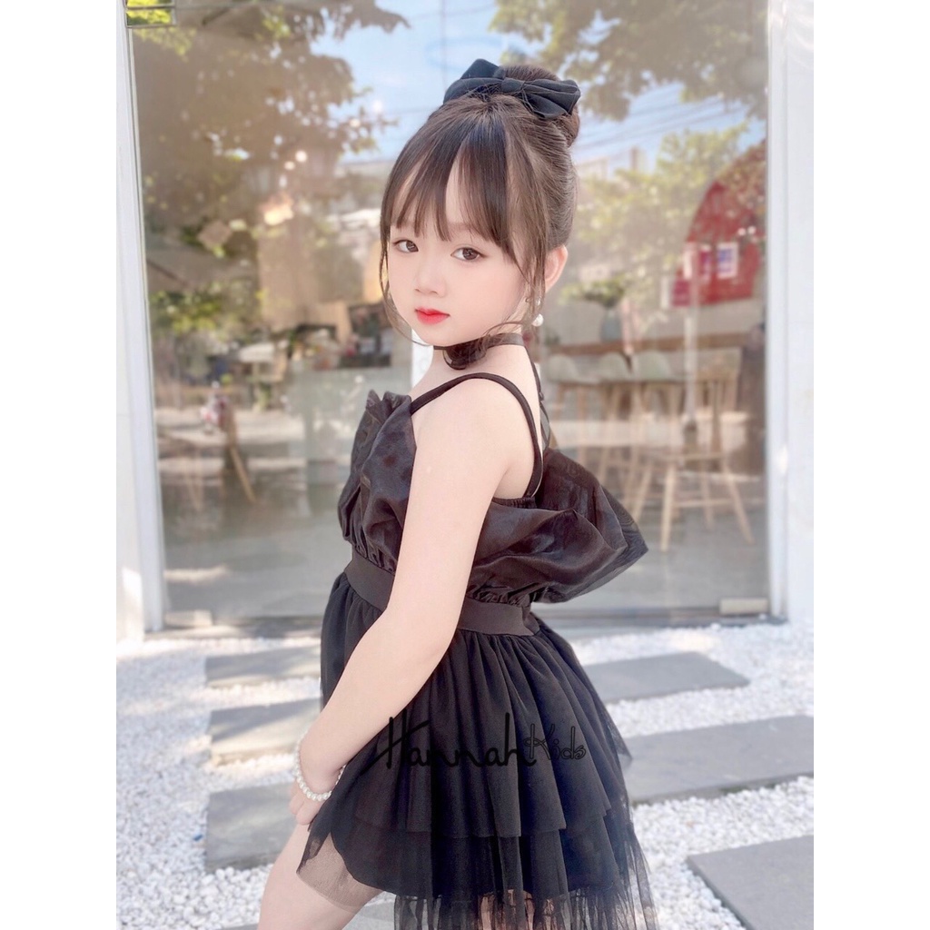 Đầm Công Chúa Đuôi Cá Cho Bé 8-39Kg, Váy Công Chúa Dự Tiệc 2 Dây Màu Đen/Trắng/Đỏ/Xanh Đuôi Cá Cho Bé HANNAH KIDS