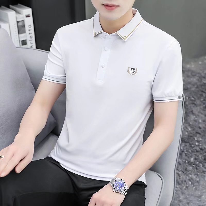 Áo polo Tay Ngắn Dáng Ôm Màu Trắng Phong Cách Hàn Quốc Thời Trang Mùa Hè Mới Cho Nam