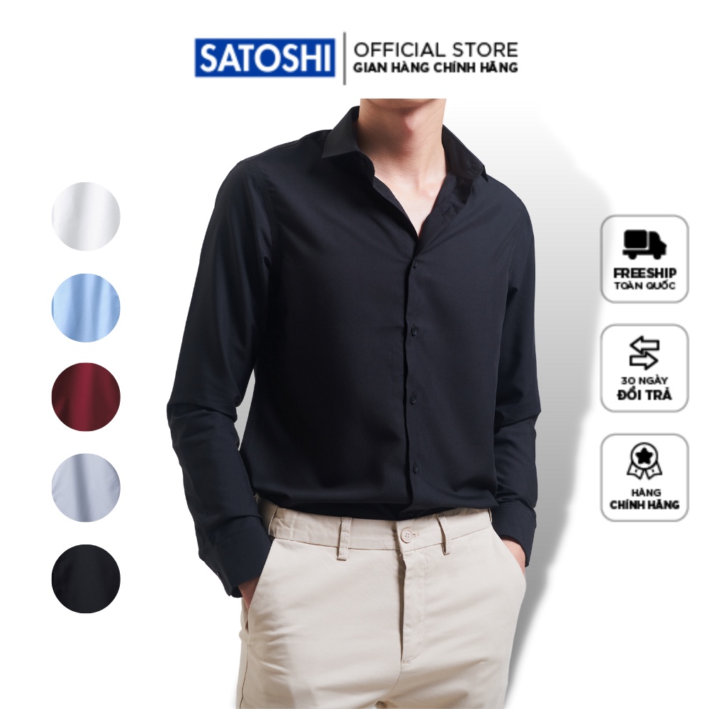 Áo sơ mi nam SATOSHI SASM56 chất vải cotton lụa mềm mại thoáng mát tay dài 5 màu