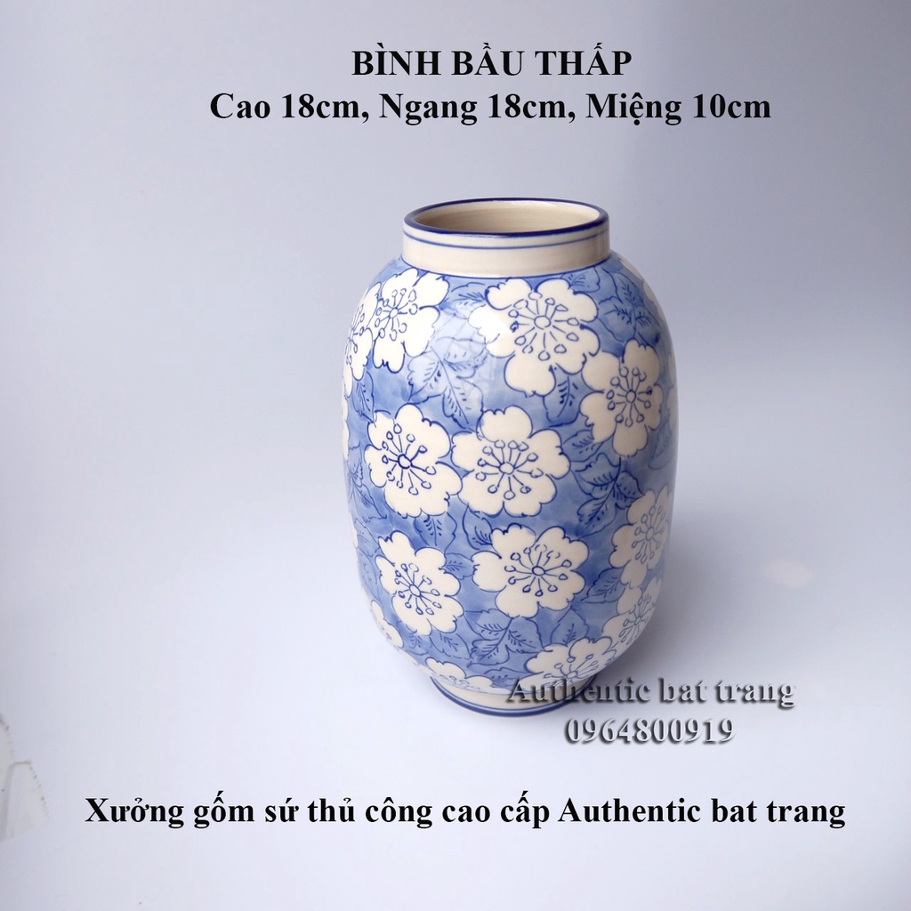 Bình cắm hoa, trang trí vẽ hoa đào lơ băng - Đẹp - Độc đáo - Sang Trọng. Cắm được tất cả các loại hoa - gốm sứ Bát tràng