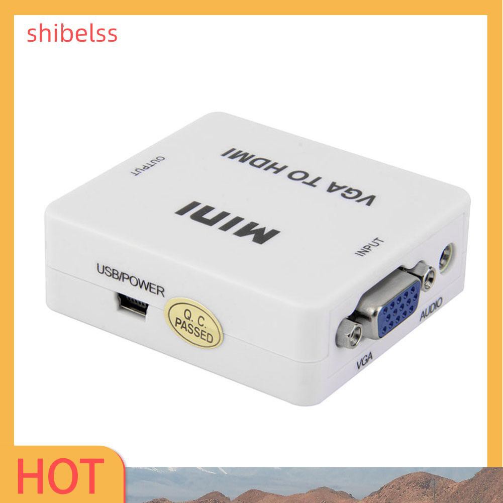 Shibelss Mini HD 1080P Audio VGA To HDMI-compatible HD HDTV Video Converter Box Adapter With HD