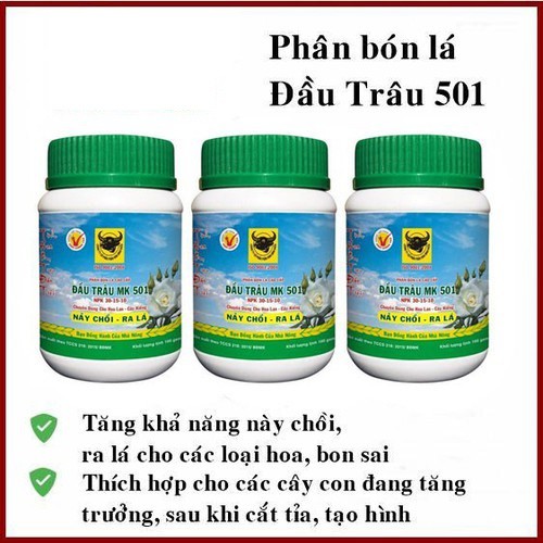 Đầu trâu MK 501 NPK 30-15-10 hũ 100gr - Phân bón lá chuyên cho Hoa Lan, cây kiểng Nảy chồi Ra lá