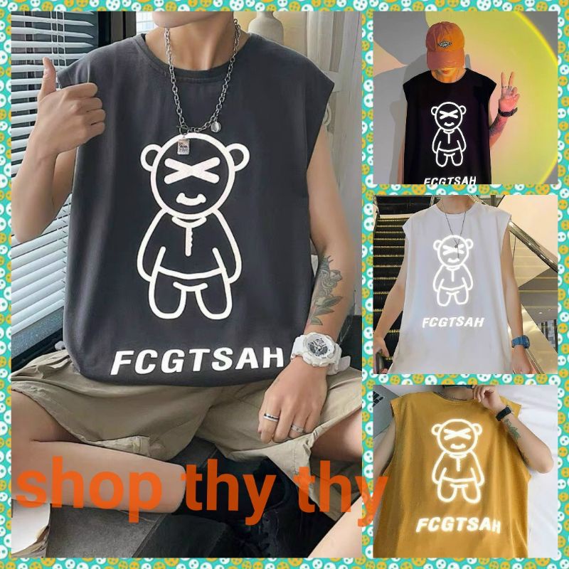 Áo ba lỗ nam phản quang bạc chất cotton mặc hè, áo tanktop thích hợp tập gym thoải mái vận động thời trang trẻ