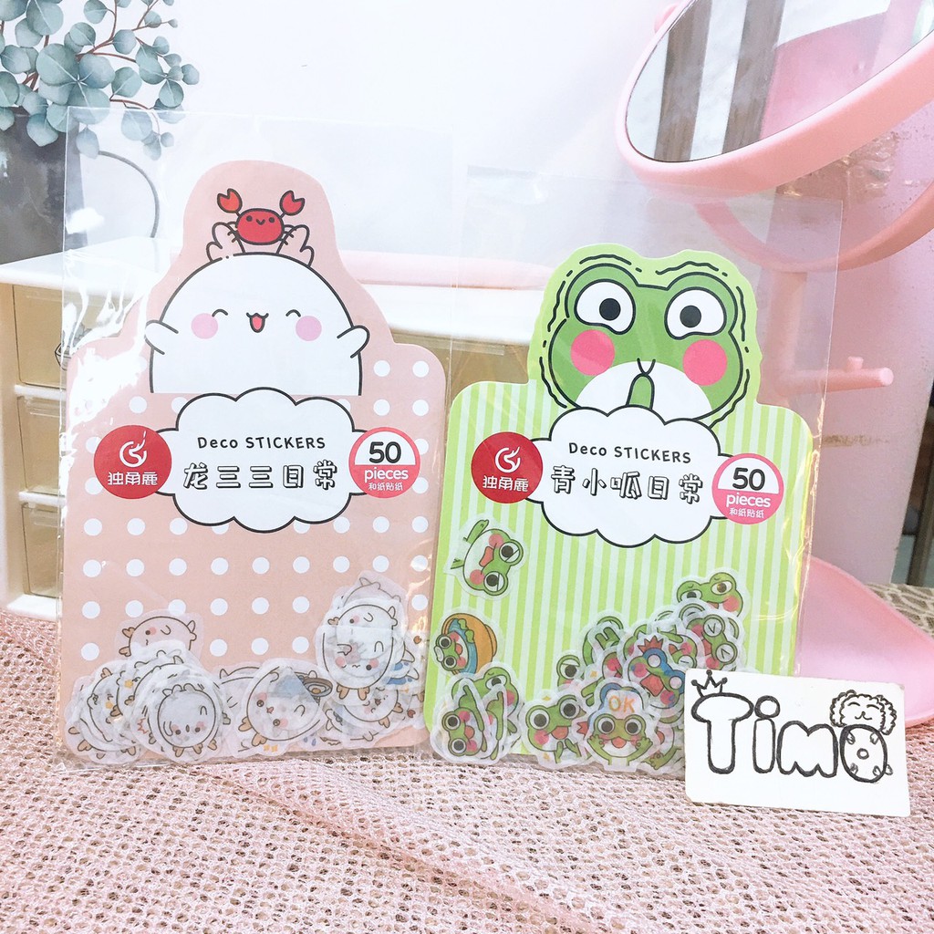 45 Sticker Cute Dễ Thương Hình Thú Đáng Yêu Miếng Dán Stickers Husky Mèo Heo Hươu Vịt Gấu Trang Trí Sổ Tay