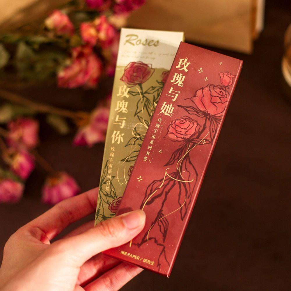 Hộp 30 Thẻ Giấy Đánh Dấu Trang Sách Hình Hoa Hồng Vũ Trụ Sáng Tạo