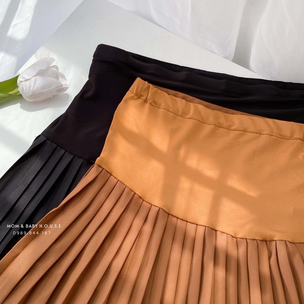 EVERMOM | Chân váy bầu dập ly có đệm bụng loại dày mặc suốt thai kì