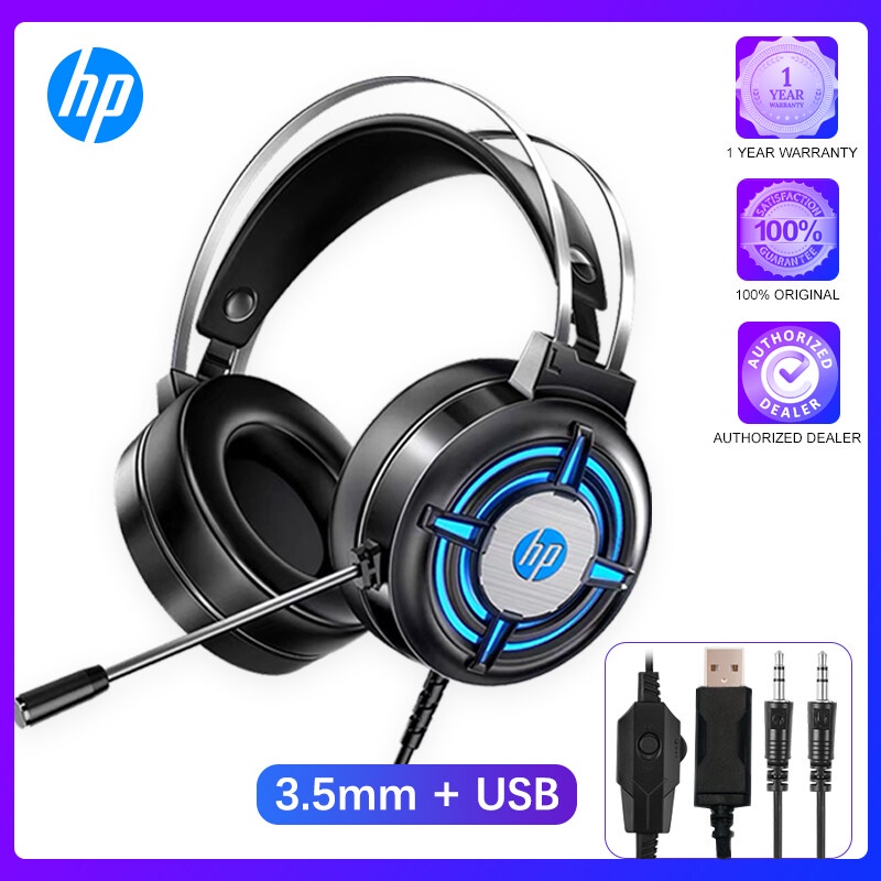 Tai Nghe Chơi Game HP H120G, Đèn Âm Trầm Trầm Nặng Tai Nghe PC Có Micrô Khử Tiếng Ồn Gập Đa Hướng