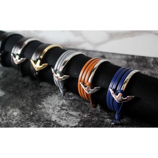 Vòng tay mỏ neo dây da (Dark Blue)