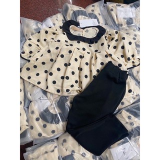 Set chấm bi quần legging bé gái
