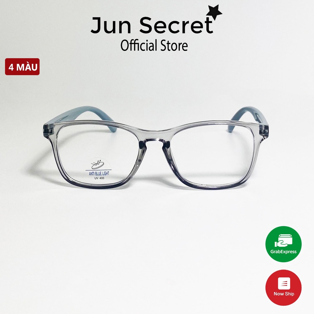 Mắt kính giả cận trẻ em Jun Secret gọng nhựa dẻo, tròng hình chữ nhật đơn giản dễ thương dành cho bé trai, bé gái JS0034