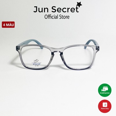 Kính giả cận trẻ em Jun Secret gọng nhựa dẻo, tròng chữ nhật dễ thương dành cho bé trai, bé gái 0034