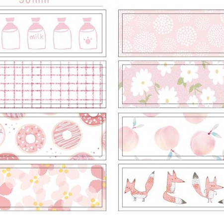 40 washi tape đào sữa lá xanh trang trí planner, băng keo dán sổ tay