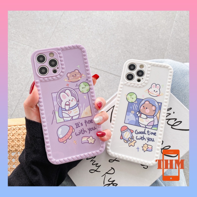 Ốp Điện Thoại Cạnh Vuông In Hình Thỏ Không Gian Cho iphone 6/6plus/6s/6splus/7/7plus/8/8plus/x/xr/xs/11/12/13/pro/max/plus/promax-992