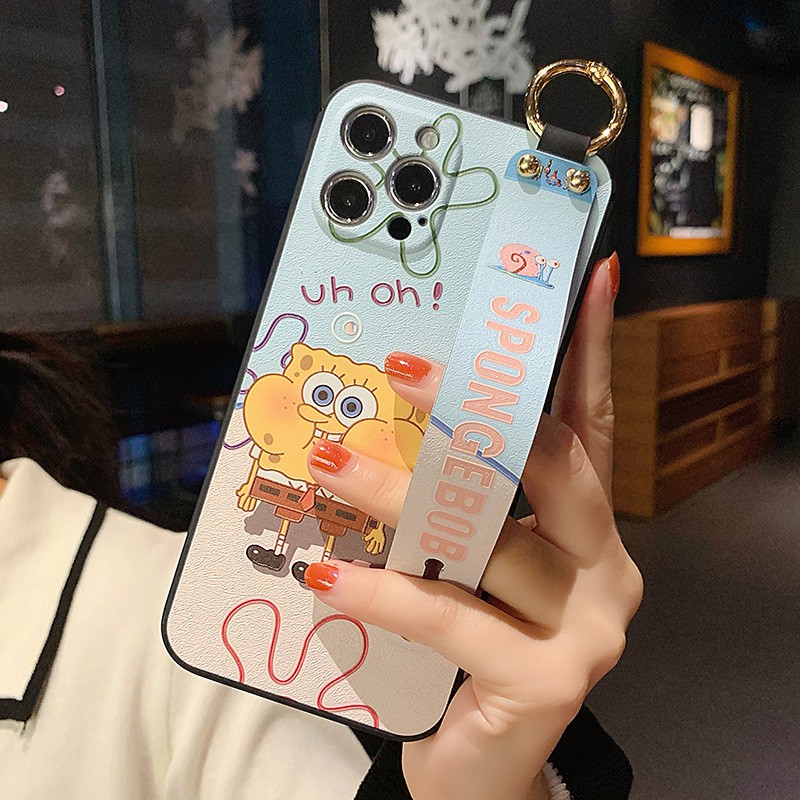 Ốp lưng Samsung A12 A71 A52 A51 A31 A70 A50 A50S A30 A30S A20 A10 A21S M51 A7 2018 3D Relief Cartoon Cut SpongeBob Soft TPU Case Cover+Wristband | BigBuy360 - bigbuy360.vn