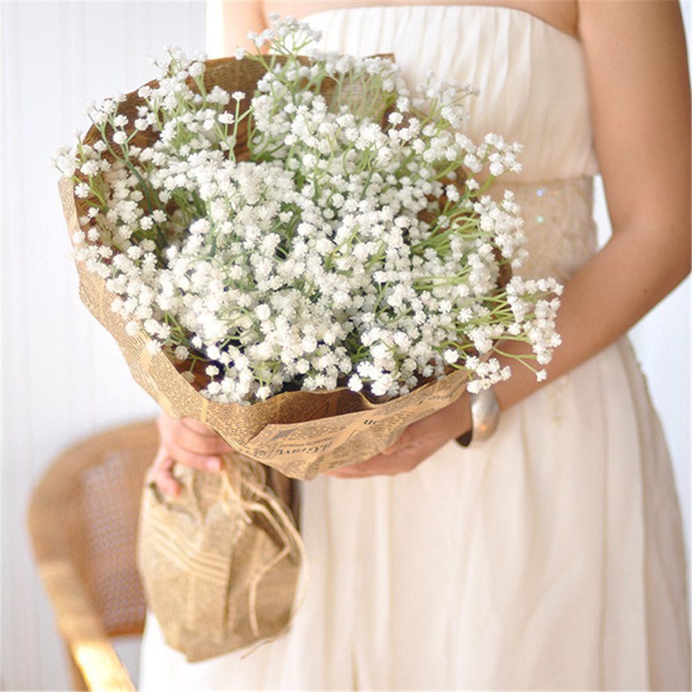 1 nhánh hoa Gypsophila nhân tạo bằng nhựa màu trắng thoáng khí trang trí nhà cửa/khách sạn/tiệc cưới