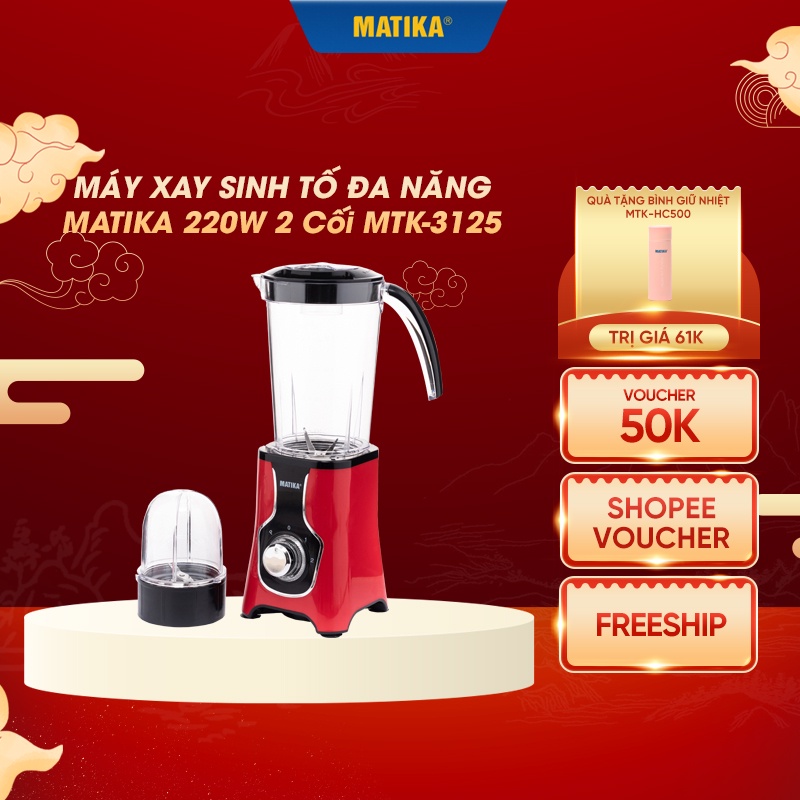 Máy Xay Sinh Tố Đa Năng MATIKA 220W 2 Cối MTK3125