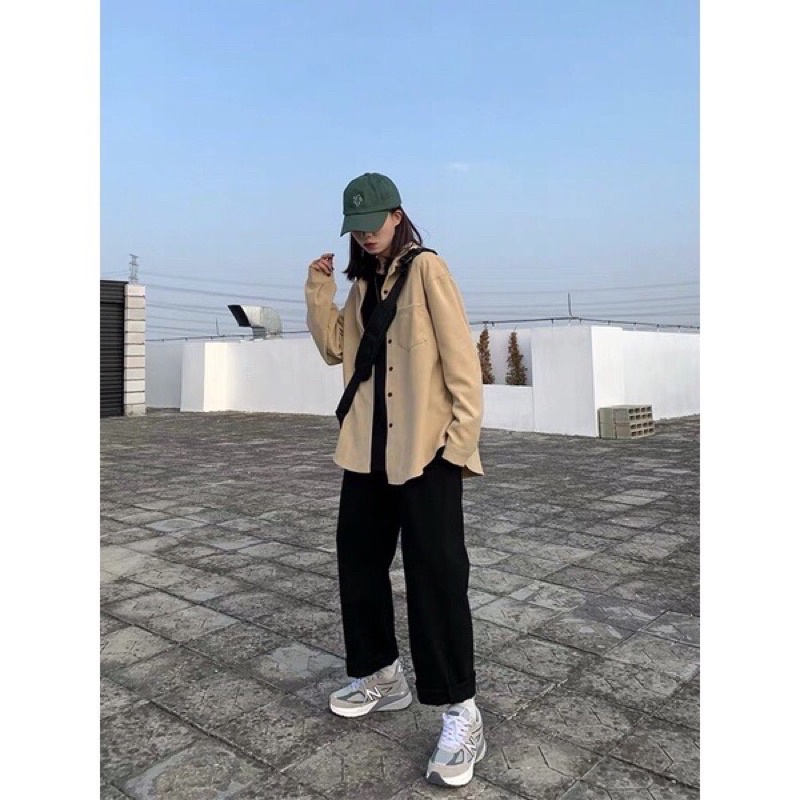 Quần Kaki ống rộng dáng suông Nam Nữ Ulzzang