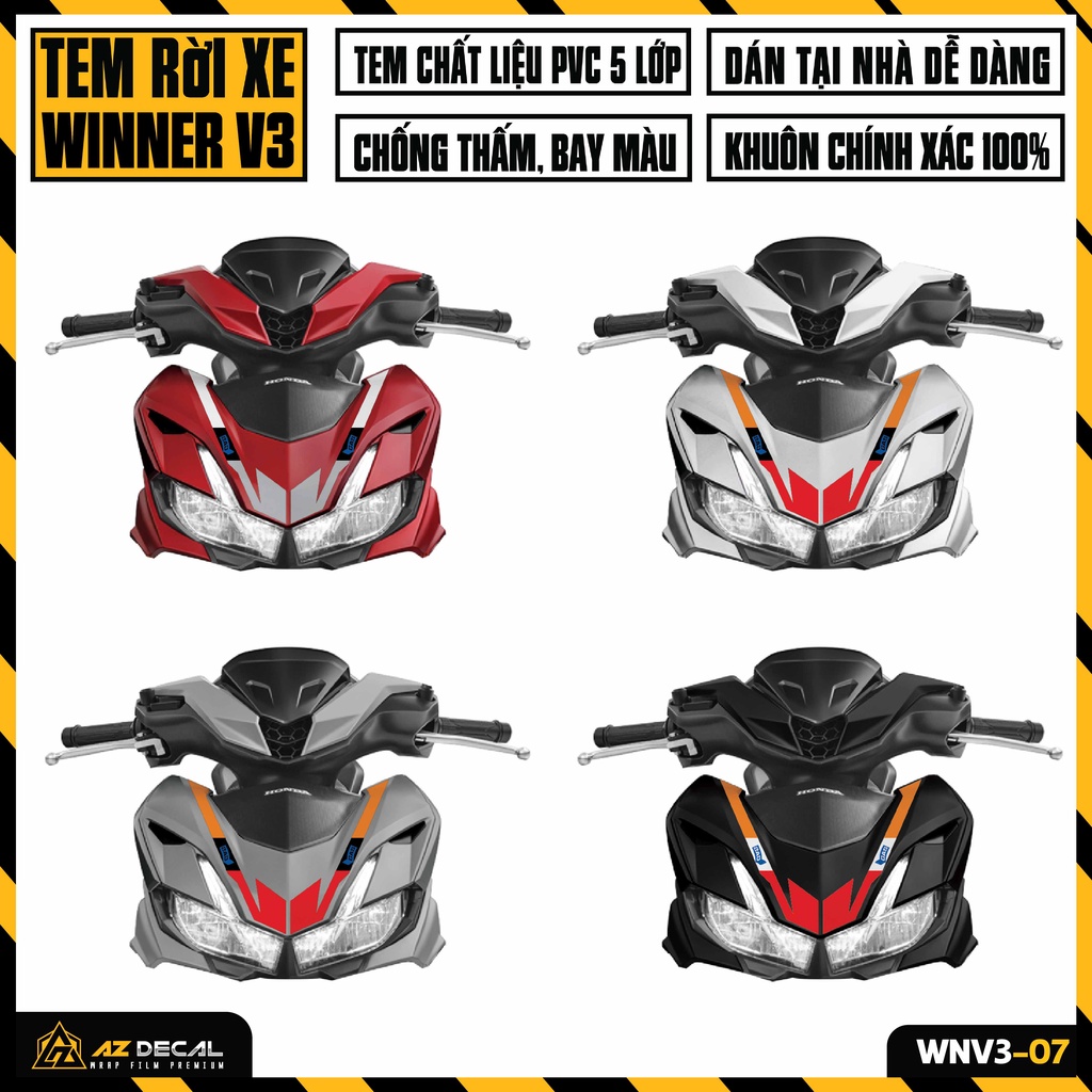 Tem Repsol Dán Xe Winner V3 - Winner X 2022 | WNV3-07 | Decal Chế Chống Nước, Cắt Sẵn Cho Xe Đen Trắng Đỏ Xám