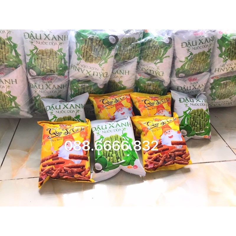 OISHI SNACK ĐẬU XANH NƯỚC DỪA 12g, Bim Bim Đậu Xanh