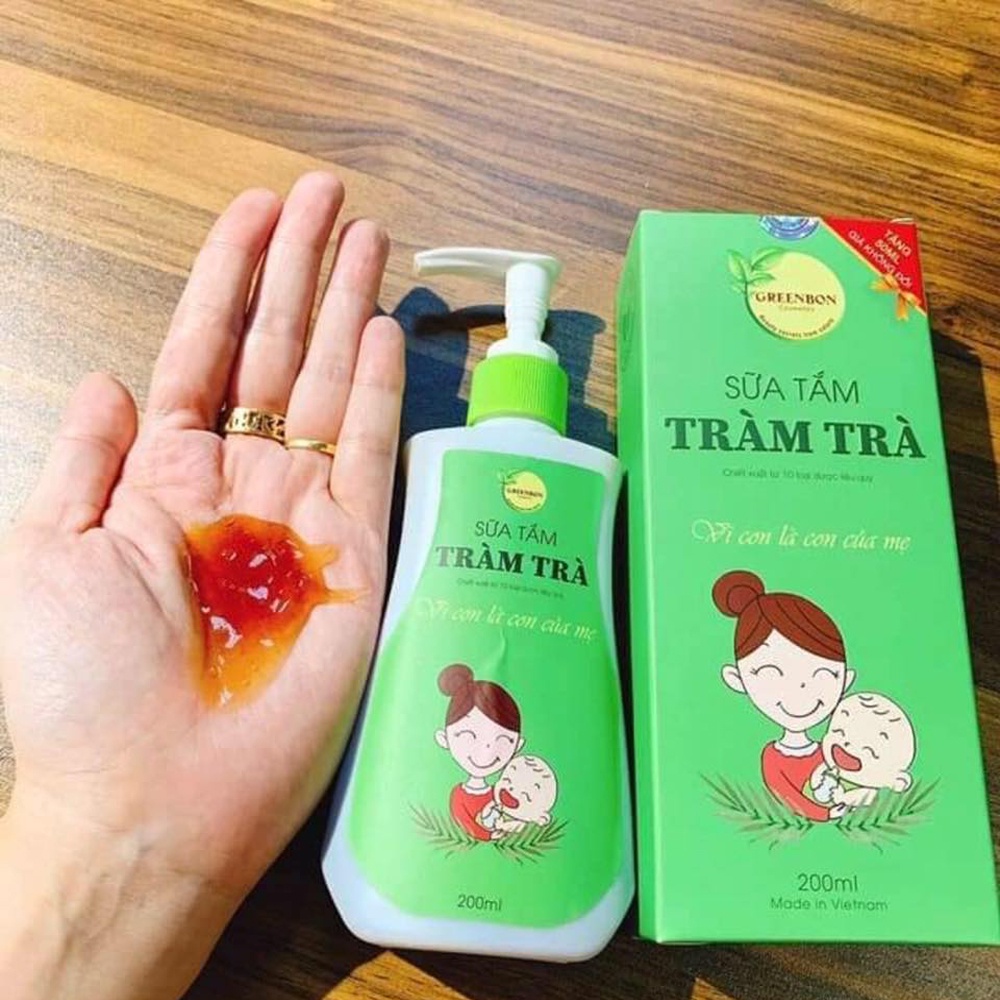 Sữa Tắm Gội Tràm Trà GreenBon Giảm Rôm Sảy &amp; Hăm Kẽ Vượt Trội 200ml an toàn cho trẻ sơ sinh &amp; em bé