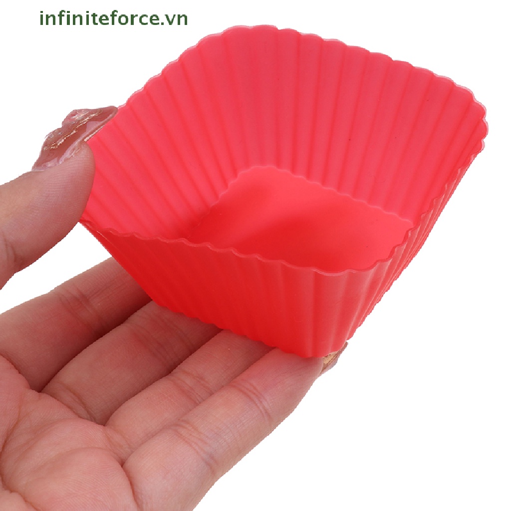 Set 1 / 6 Khuôn Silicon Làm Bánh Muffin Hình Vuông 7cm