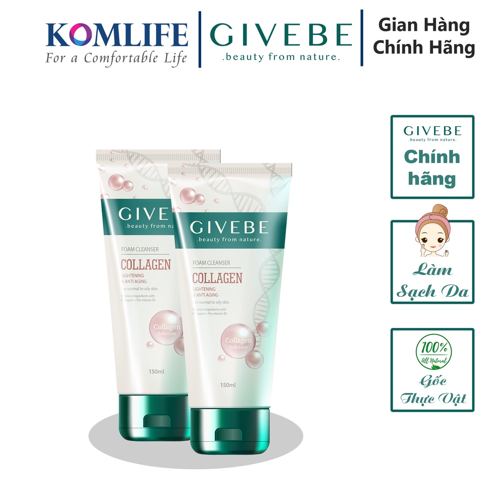 Sữa rửa mặt GIVEBE Collagen 150ml cấp ẩm ngăn mụn