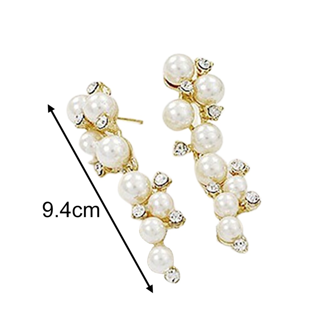 Đôi khuyên tai dài đính đá và ngọc trai giả thời trang cho nữ