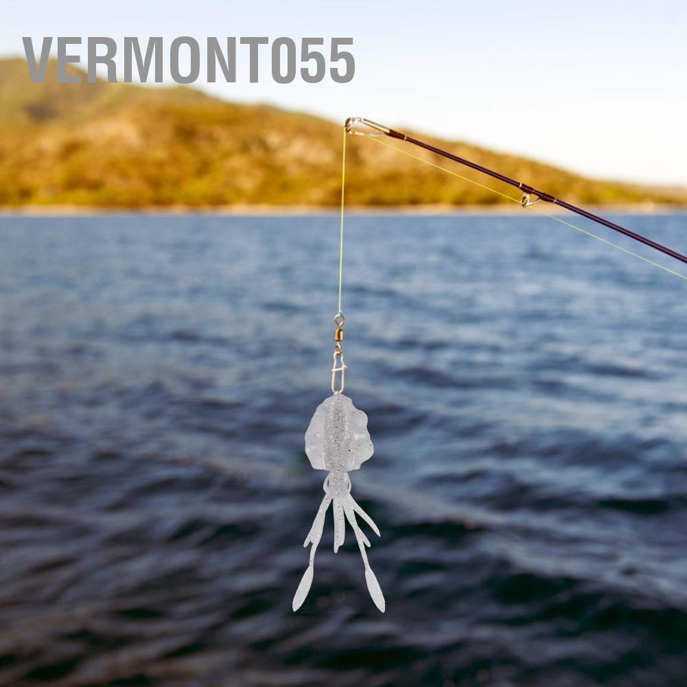 Vermont055 2Pcs Squid Shape Soft Bait Artificial Fish Lure Tackle for Sea Boat Fishing