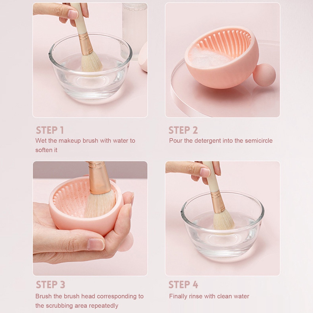 Dụng Cụ Vệ Sinh Cọ Trang Điểm Hình Bán Nguyệt Bằng Silicone