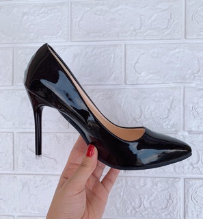 Giày cao gót trơn da bóng cao 8cm