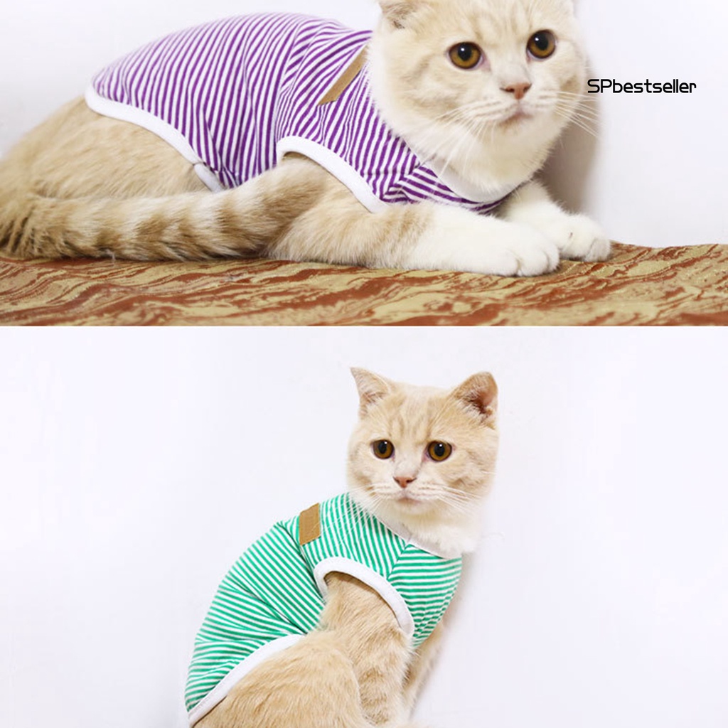 Áo vest co giãn họa tiết kẻ sọc thời trang mùa hè cho thú cưng