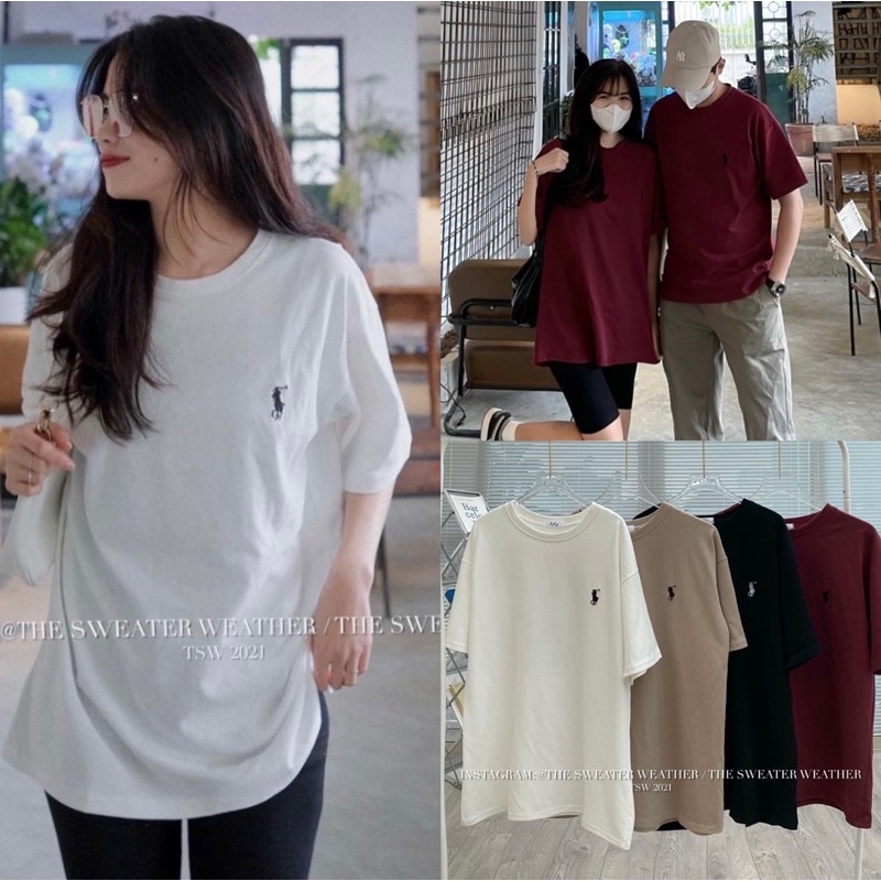 Áo phông thêu hình nhỏ basic oversize, áo phông tay lỡ thêu hình ngựa
