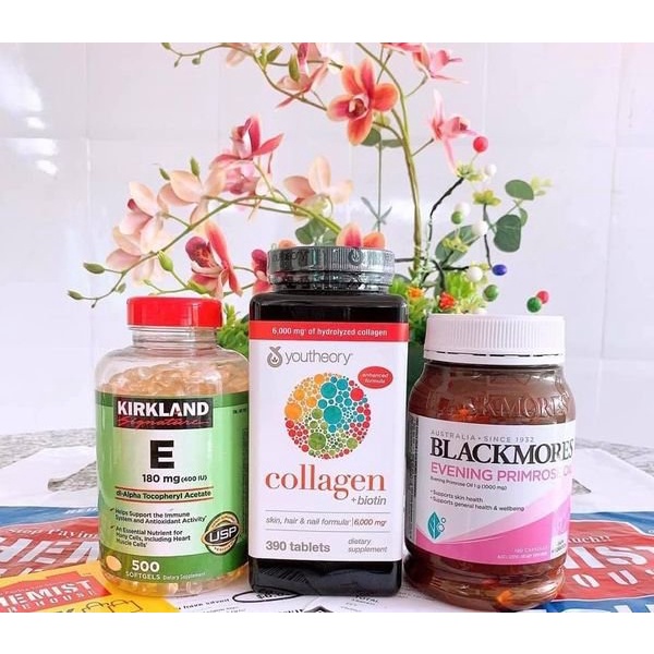Combo Trẻ Hóa Làn Da Hoa Anh Thảo, Vitamin E, Sữa Ong Chúa, Collagen Mỹ