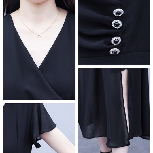 Đầm Dáng Chữ A Màu Trơn Cổ V Ôm Eo Thời Trang Cho Nữ