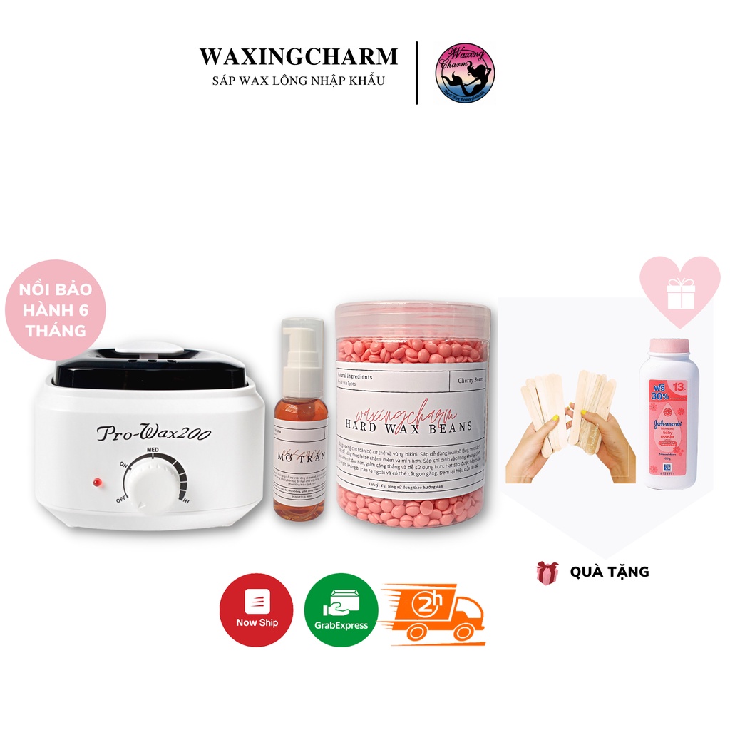 Combo Máy Nấu Sáp Prowax200 300gr Sáp Wax Lông Nóng Dành Cho Nách, Body, Bikini và 50ml Mỡ Trăn Giúp Triệt Lông